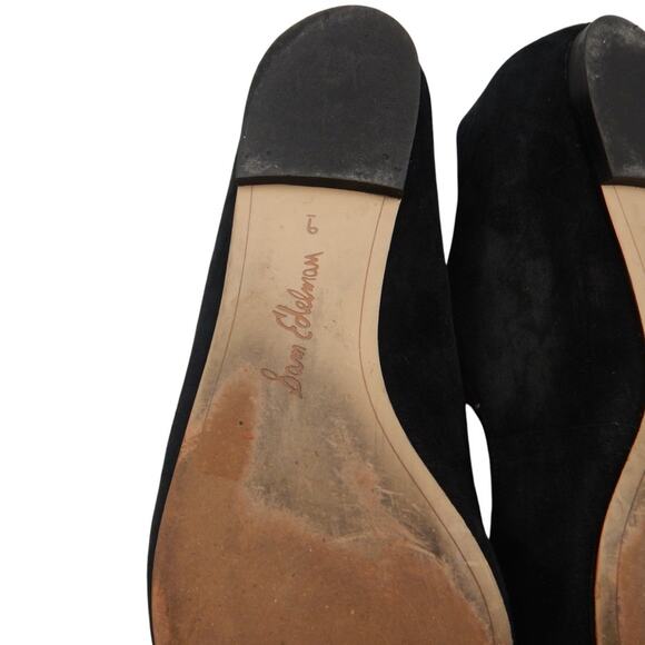 Sam Edelman Riza Wavy Scalloped Pointed Toe Suede Ballet Flats Black Size 9 - Picture 6 of 6